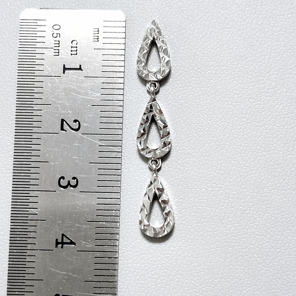 14KW Gold Diamond cut Drop Pendant 1.5" - Picture 7 of 9